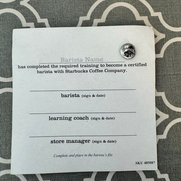 Starbucks Certified Barista Pin New Employee Apron Work Award Gift Collectible - Picture 3 of 5